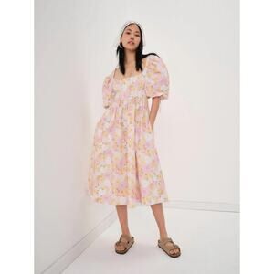 NWT‎ For Love & Lemons Carrie Midi Dress in Pink Multi Size XS